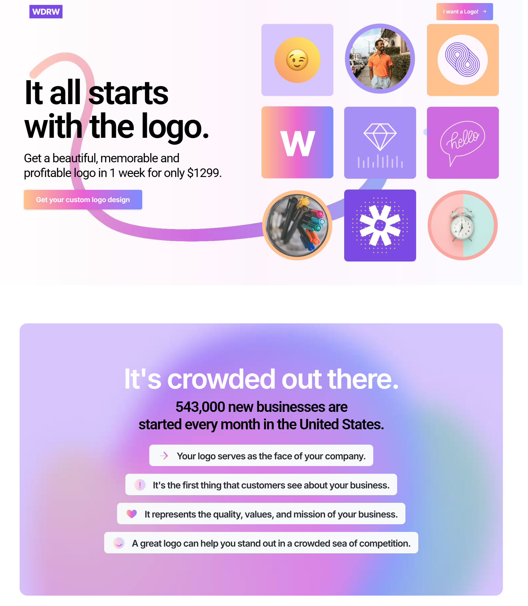 Logo Design Agency Landing Page landing page ui web development website development