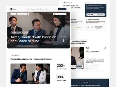 Tax Consultant Landing Page accounting business landing page clean design company profile consultation website corporate design finance finance website landing page modern design professional tax tax consultant tax landing page ui user interface ux web design website