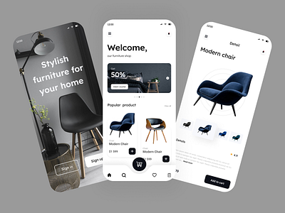 Furniture app design chair design furniture home interior mobile mobile app design table ui ux
