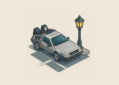Delorean time machine ai design gpt illustration timemachine