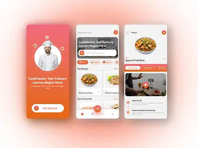 CookMaster - Cooking Tutorial Mobile App branding freelancer graphic design mobile app mockup ui ui design ui ux ux