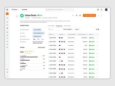 Ecomiq – Supplier Information & Transaction Management dashboard ecommerce inventory marketplace online store order management product design product supplier retail saas saas design supplier details supplier information transaction management ui ux web app web builder web design web store