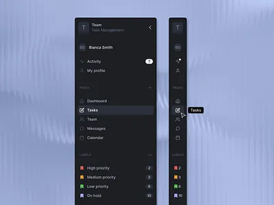 Sidebar Navigation animation collapse expand hover management navigation product sidebar simple team ui user ux