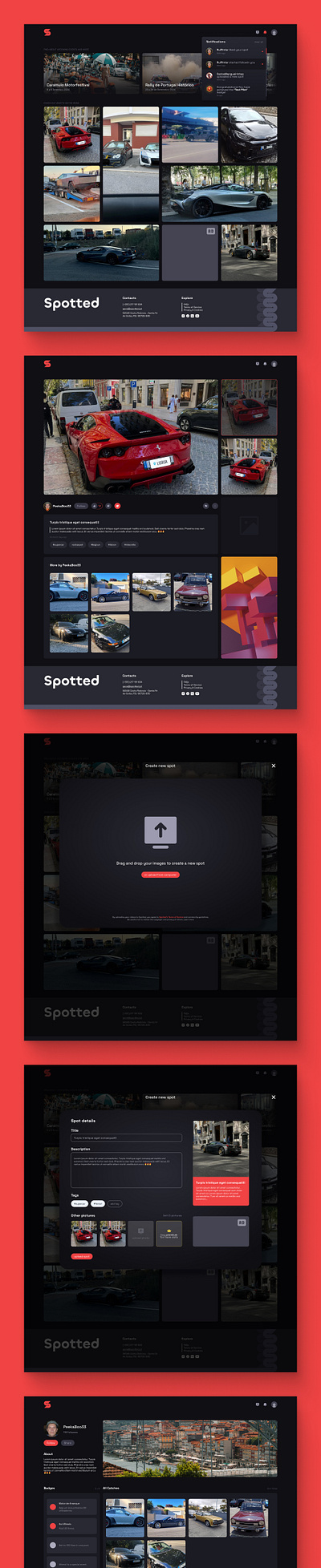 Car Spotting Community Hub | PWA Design bento box car cars community app design ui ux web app web design