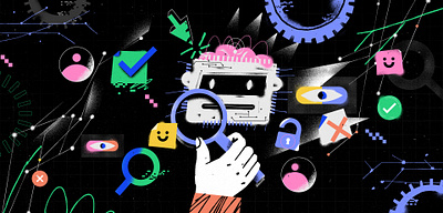 Evaluating AI Agents ai ai agents artificial intelligence illustration photoshop qa texture tooploox work