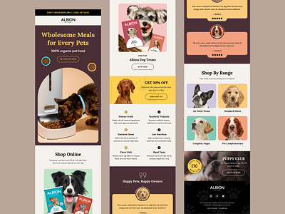 Email Design for Albion Pet Food abandoned cart ecommerce email campaign email design email marketing email template klaviyo led marketing mailchimp newsletter pet email pet food product email shopify transactional email welcome email