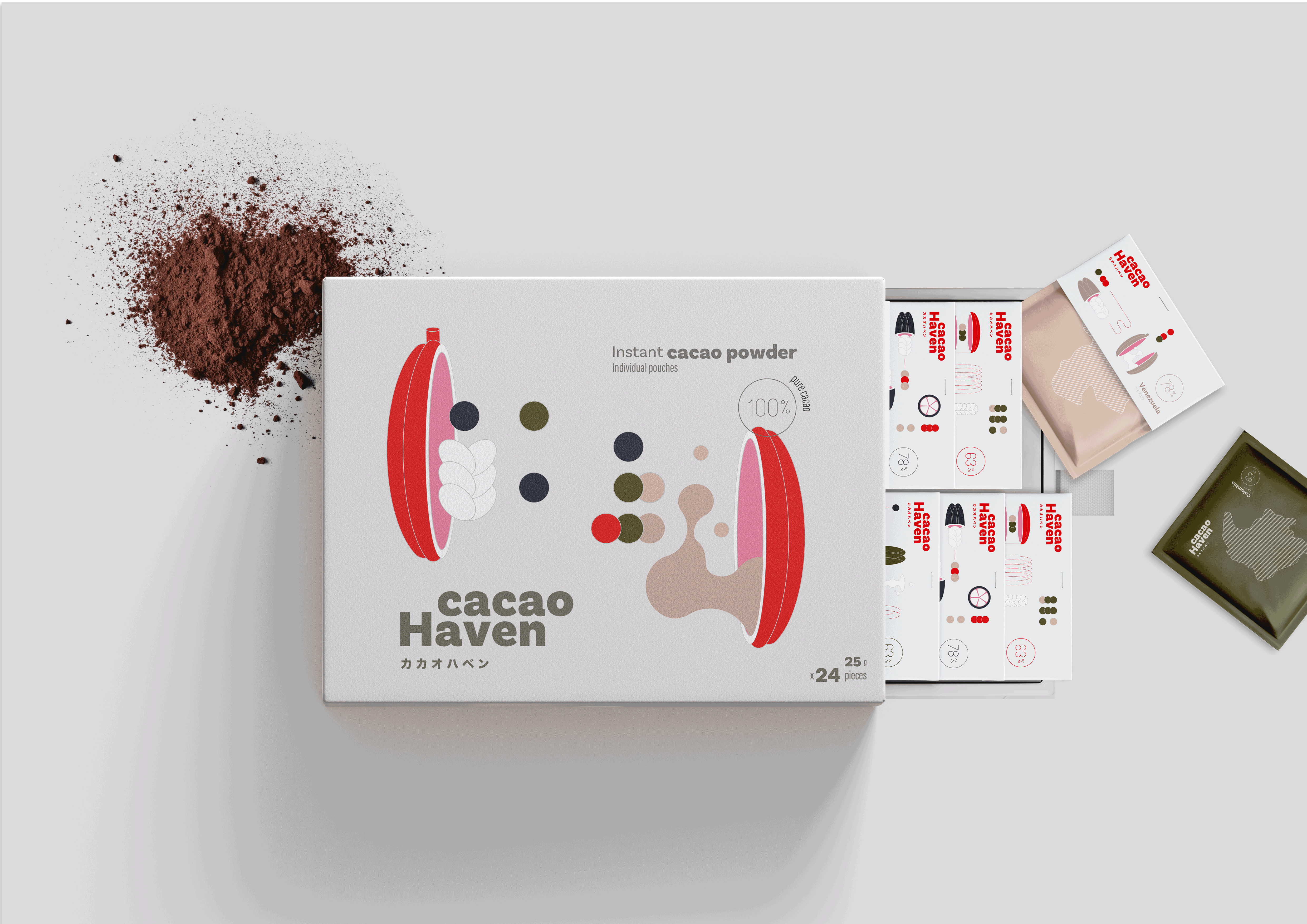 Cacao Haven brand design branding cacao chocolate colorful graphic design identity design illustration logo pack design packaging typography valentine visual identity