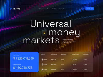 Venus DeFi concepte blockchain concepte crypto cryptocurrency defi homepage landing page minimalistic modern nft ui uidesign ux website