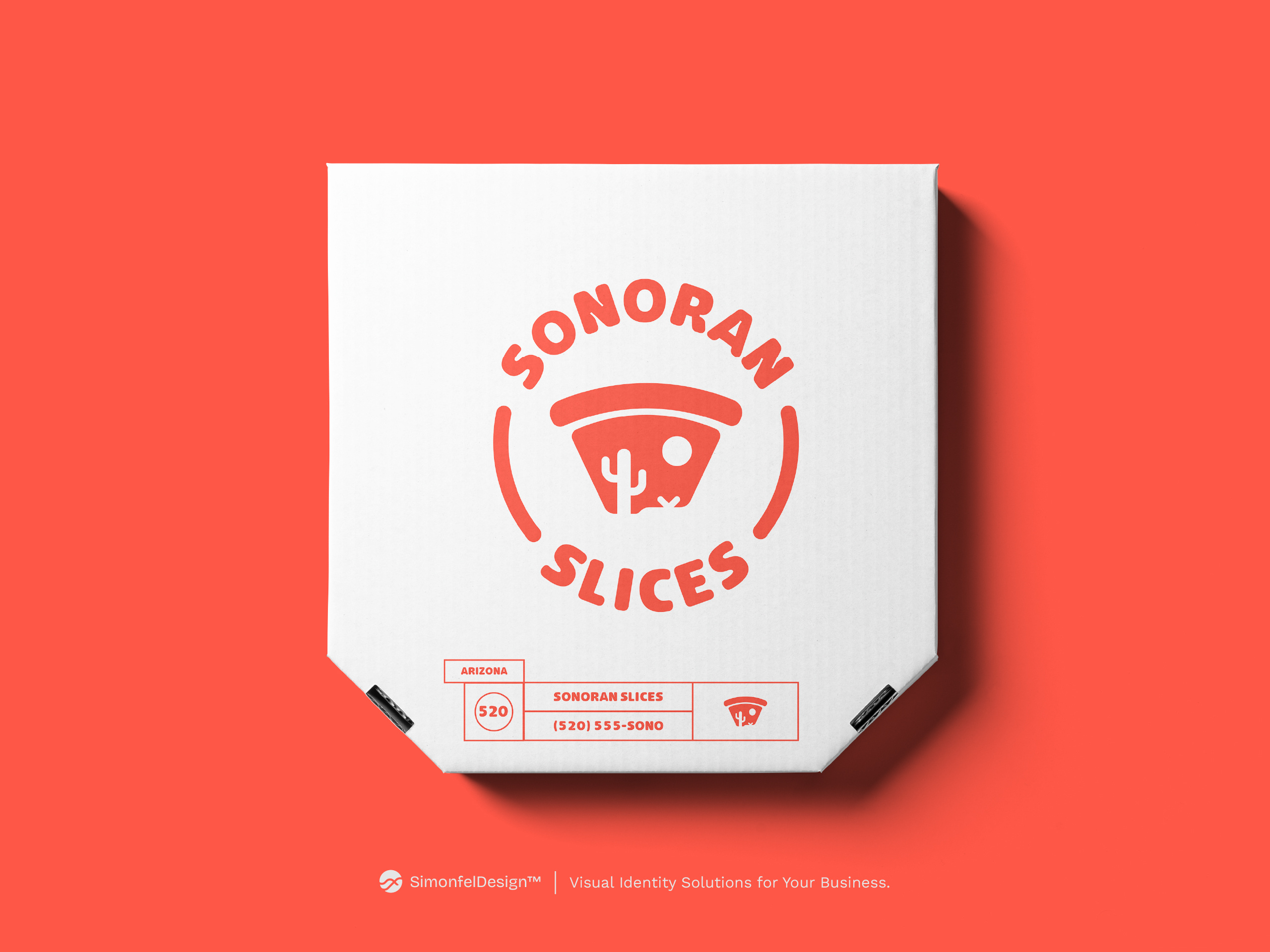 Sonoran Slices Pizza Logo Concept arizona bold cactus delivery desert food mockup pizza pizza box pizza logo pizza slice red restaurant slice sonoran desert tasty