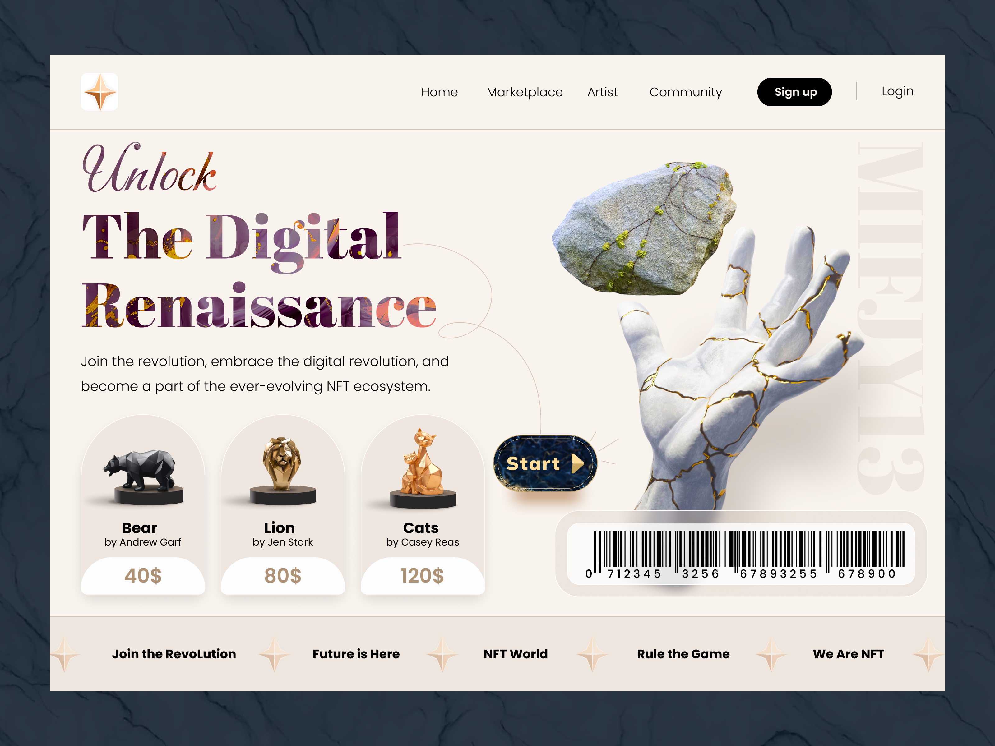 Example of Unlock the Digital Renaissance – NFT Website