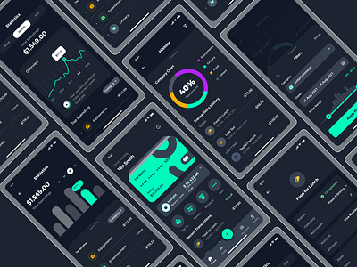 Fintech Mobile app UI UX Design app design banking app ui ux branding dark theme design digital money finance app fintech app graphic design illustration mobile banking online banking prototype rafatulux style guide ui ui case study ui ux design user journey map wireframe