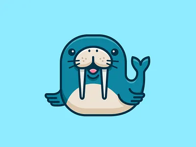 Cute Walrus Mascot adorable alfrey davilla brand mascot cartoon logo chibi cute cute walrus educational game friendly geometric animal illustration kawaii walrus kid brand mascot logo ocean personality simple vaneltia walrus walrus mascot