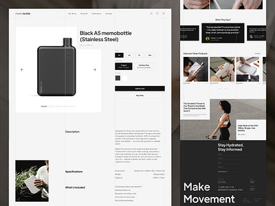memobottle - Sustainable Bottle Ecommerce Website - Product Page awwwards company profile ecommerce elegant grid landing page luxury minimalist modern product product detail product page sustainable timeless ui web design website website design website designer website layout