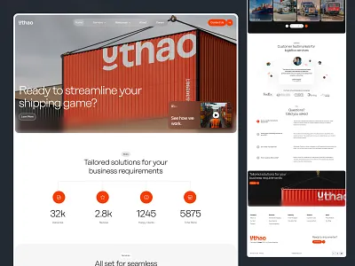 Uthao - Shipping | Delivery | Logistics Landing Page business website cargo cargo management delivery delivery service delivery tracking fleet management freight transportation landing page logistics logistics landing page logistics ux logistics web design logistics website shipment shipping supply chain ui transport ui transportation trucking