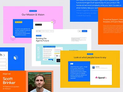 Adopt AI Brand Identity and Website adopt branding brutalism colors creative graphic design grid huncho illustrations landing page minimal saas vibrant website