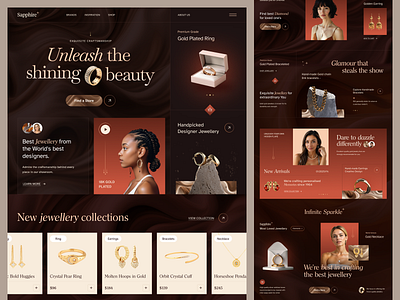 Sapphire - Jewellery Landing page beauty diamond ring ecommerce fashion gift glamour homepage jewellery jewellery website jewelry landing page landingpage luxury website necklace web design website website design website designer weeding ring women accessories