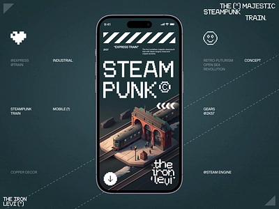 Steampunk Train Mobile Concept 3d android booking cartoon creative design graphic design illustration inspiration ios metro mobile app rails railway station ticket train transport ui ux