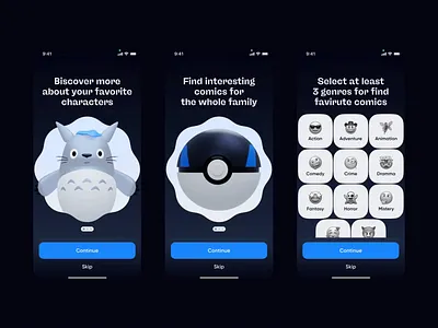 Liba / onboarding for e-library animation app application comics design library mobile onboarding podcast ui ux voice assistant