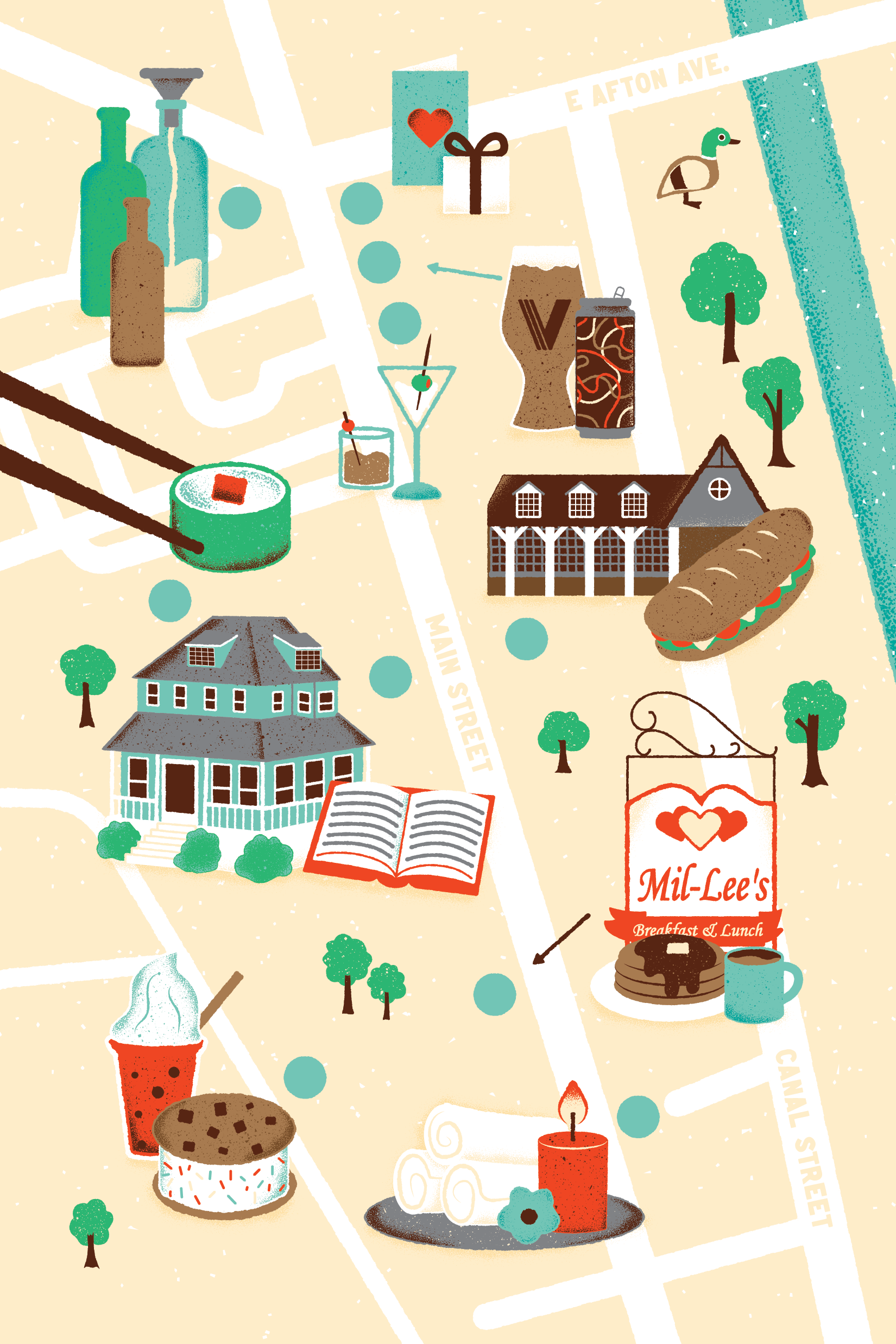 Philly Mag Summer 2025 Map by James Olstein conceptual illustration design editorial editorial illustration illustration james olstein james olstein illustration jamesolstein.com map pennsylvania philadelphia philly mag texture vector yardley