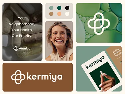 Kermiya 3d brand identity branding colors emblem health label logo logos medical medicine minimal packaging supplement ui vitamin wellness