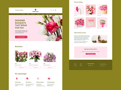 Main page "Flower corner" creativeprocess designinspiration digitaldesign e commerce flower flowercorner flowershop flowershopdesign onlineshop rose ui uidesign uitrends userexperience ux uxui uxuidesign visualdesign webdesign websitedesign
