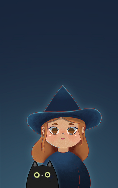Witch with a cat children’s book animation animation branding graphic design logo ui