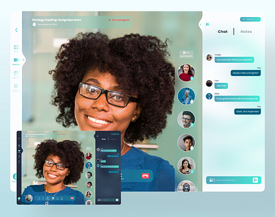 Video Conferencing Web App app design blue dark mode figma glassmorphism gradient light mode meeting product design remote work turquoise ui design ux design video conference web app webinar zoom