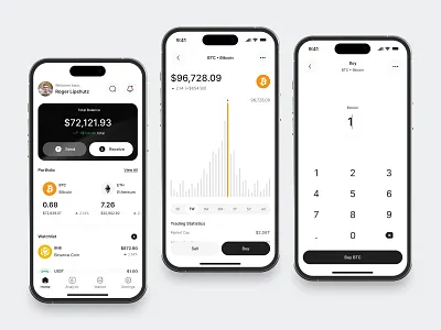Mobile Investing Crypto App app bank chart clean crypto design exchange fireart investing money ui ux wallet