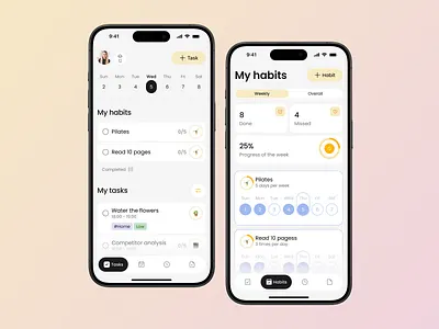 PlanBuddy.Mobile application for task planning and habit trackig app ui ux web