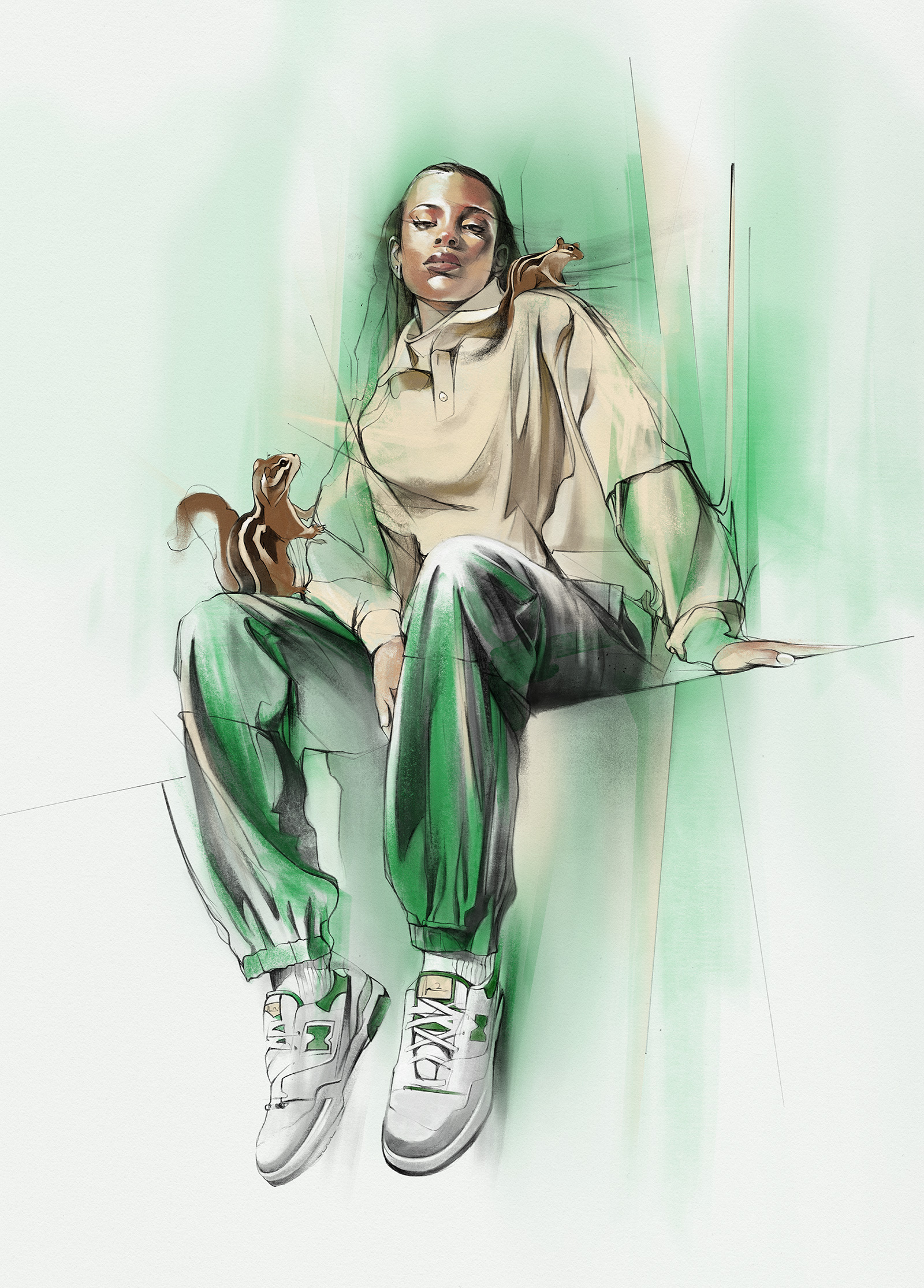 Urban Serenity chipmunks drawing illustration pencil urban