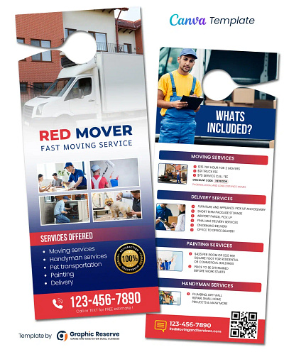 Moving and Handyman Service Door Hanger Canva Template canva door hanger door hanger door hanger design door hanger template moving moving door hanger moving door hanger template