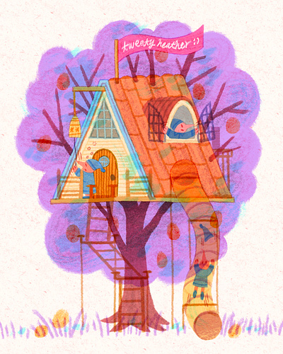 Our Dream House art artwork bell design doodle fruit haus house illust illustration ipad line morning nature photoshop slide tree treehouse tweetyheather window