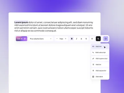 Writing Help Bar with AI Features ai dropdown help bar ui ux writing