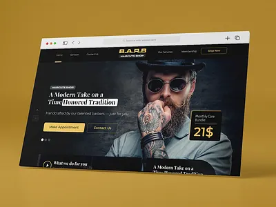 Barber Haircuts Landing Page baber shop babershop barber barberman hair salon hair style logo salon saloon ui