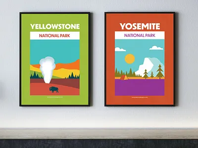Yellowstone + Yosemite National Park Print - Digital Wall Art national park illustration national park print national park wall art national parks national parks illustration national parks print national parks wall art outdoor outdoor brand outdoor design outdoor illustration wall art yellowstone yellowstone illustration yellowstone national park yellowstone wall art yosemite yosemite illustration yosemite national park yosemite wall art