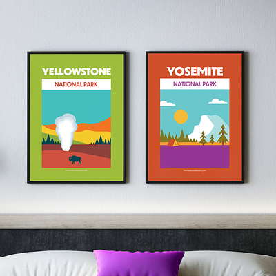 Yellowstone + Yosemite National Park Print - Digital Wall Art national park illustration national park print national park wall art national parks national parks illustration national parks print national parks wall art outdoor outdoor brand outdoor design outdoor illustration wall art yellowstone yellowstone illustration yellowstone national park yellowstone wall art yosemite yosemite illustration yosemite national park yosemite wall art