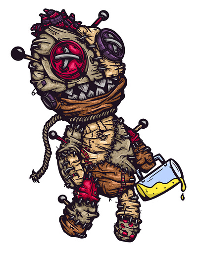 Voodoo toy beer brewery cartoon color colors design doodle horror illustration monster scary texture toy tshirt voodoo