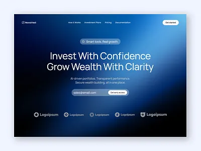 AI portfolio management landing page ai ai portfolio management branding clean clean landing page graphic design investment management landing page portfolio saas ui web design