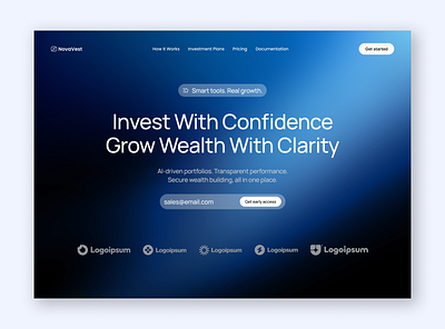 AI portfolio management landing page ai ai portfolio management branding clean clean landing page graphic design investment management landing page portfolio saas ui web design