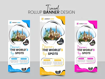 Minimalistic Eye-Catching Travel Rollup Banner Design holiday trip poster