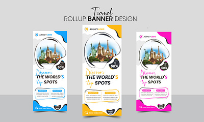 Minimalistic Eye-Catching Travel Rollup Banner Design holiday trip poster