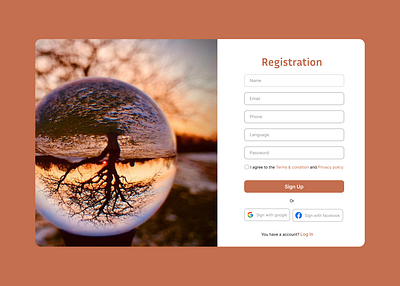 Sign up page and login page 3d logo typography ui