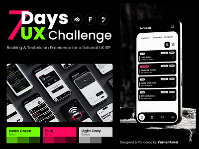 7-Day UX Challenge – Lightspeed Internet Booking & Technician UI 3d rendering app design blender3d case study dark ui figma internet provider product design ui showcase ux challenge uxui
