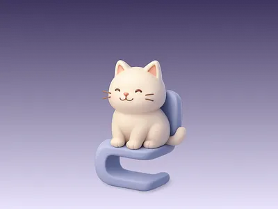 Kitty on a chair 3d cat illustration