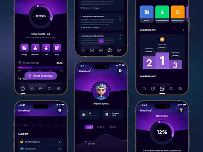 SleepDeep – Mobile App UI Design app design app designs app ui design application branding design design app ui mobile app design mobile app ui design mobile application mobile screen motion graphics sleep app sleep app ui design ui web design