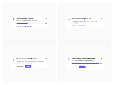 Toast Notifications admin dashboard design notification product design toast ui ux