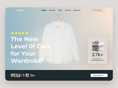 Freshly – A New Level of Care for Your Wardrobe 3d animation branding card clean design graphic design hero home landing page logo modern design motion graphics smart shart ui ui ux visual design