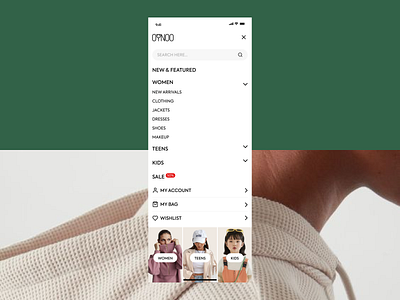 OYNOO Store | Responsive Menu ecommerce fashion ios mobile app product design responsive menu retail search shopping store ui design user experience web design