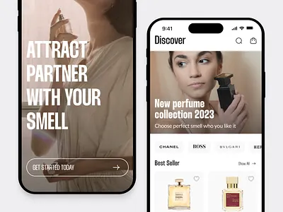 Aromaire - Parfume Store Mobile App app clean design e commerce ecommerce elegant fragrance luxury mobile mobile app online store parfume parfume app product scent shop shopify store ui ux