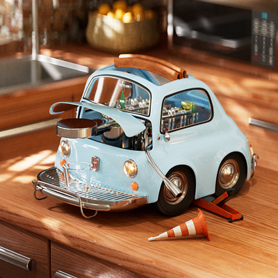 Fiat Espresso machine 3d blender coffee octane render product design render